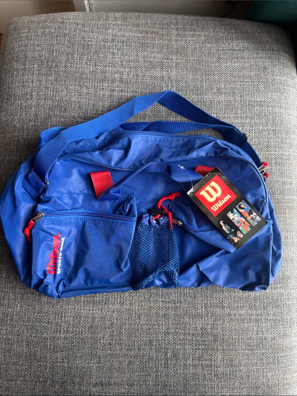 NWT Vintage 90s Wilson Blue Red Duffel Bag Sports Gym Bag